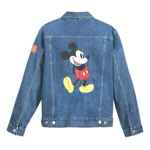 Disney Mickey Denim Jean Jacket with Embroidered Patch Men's Size S
